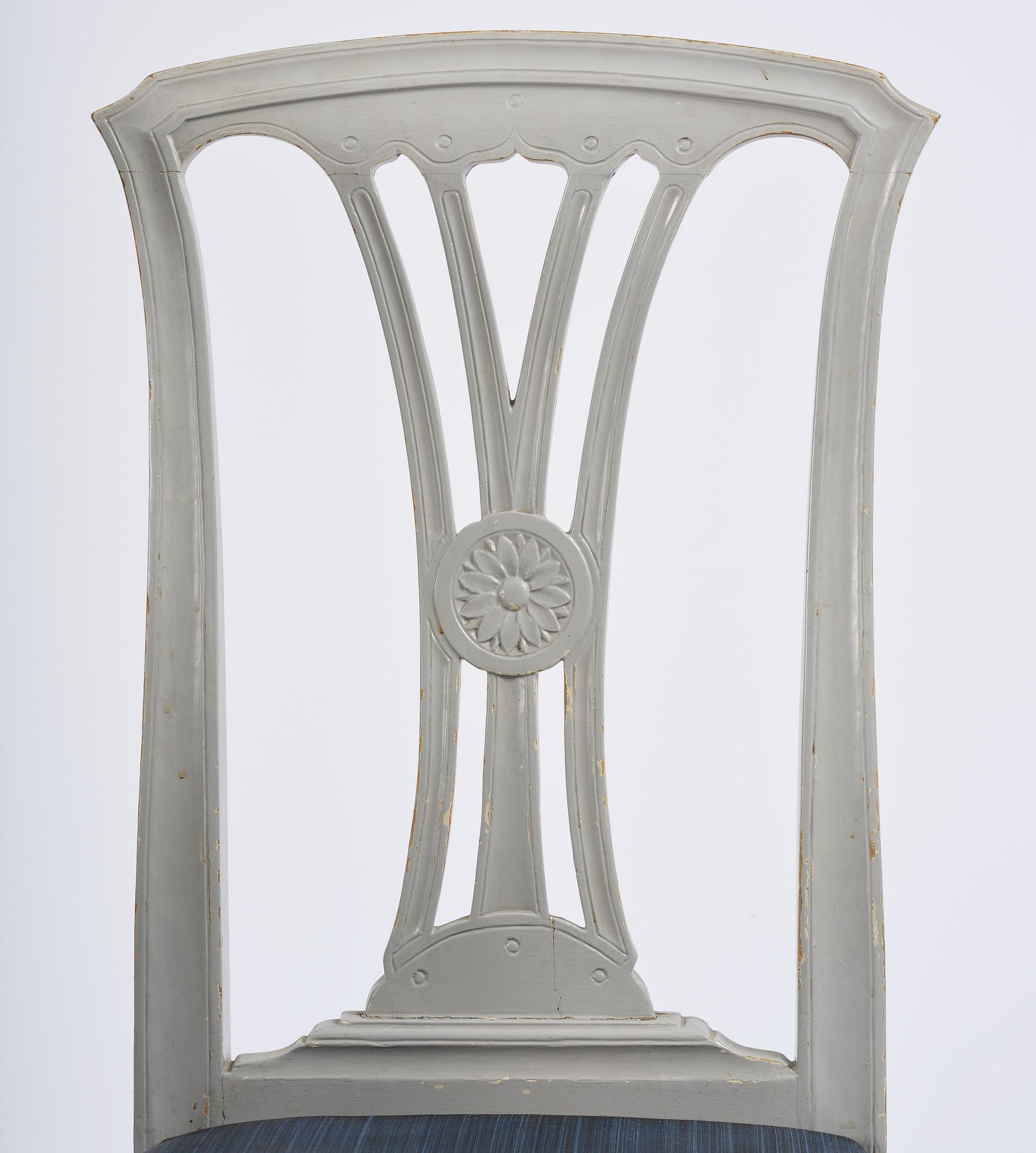 A set of six Gustavian chairs, Stockholm, late 18th century.