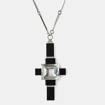 91. Wiwen Nilsson, A Wiwen Nilsson sterling necklace with onyx and rock crystal, Lund 1937.