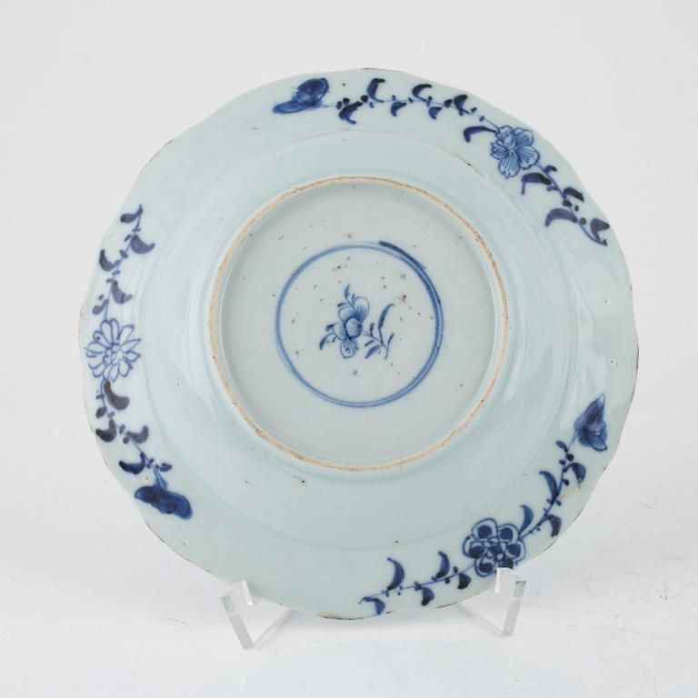 A set of eight blue and white dishes, Qing dynasty, 18th Century.