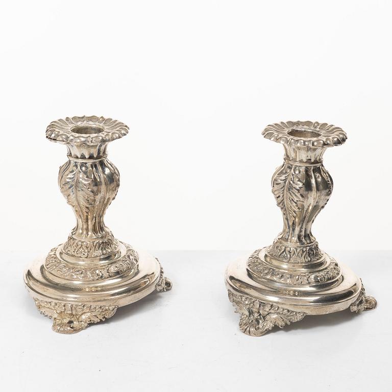 Adolf Zethelius, ljusstakar, ett par, silver, 1800-talets första hälft Stockholm.