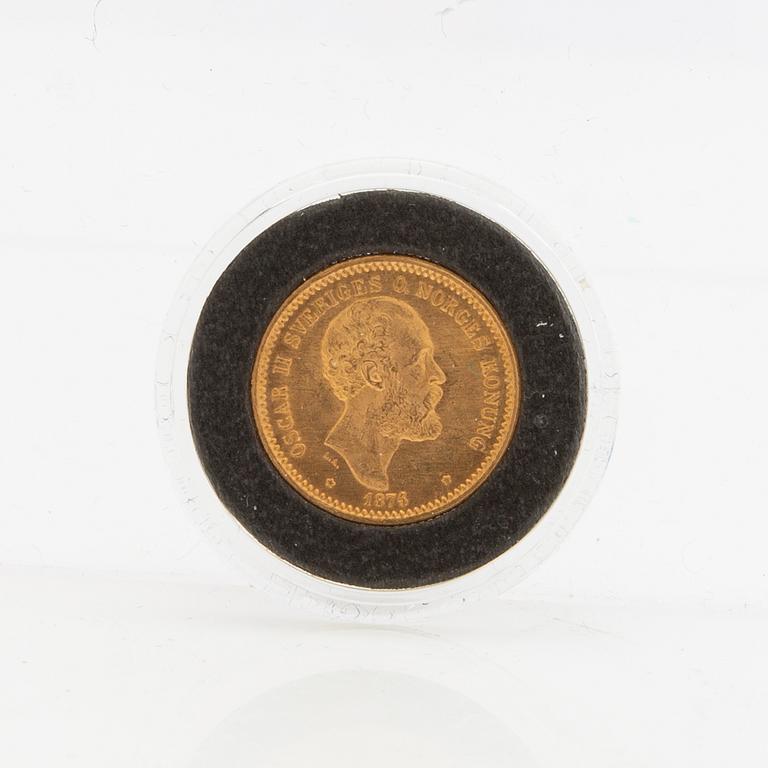 Guldmynt Sverige, Oscar II 10 kr, 1874 på 1873.