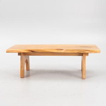 A solid elm coffee table, Söwe Konst, Sweden, dated 1977.