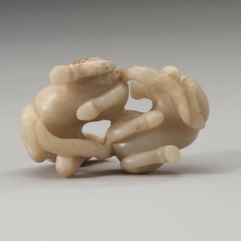 A nephrite figure of horses, China.