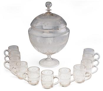 127. A PUNCH BOWL SET.