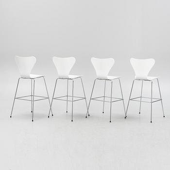 Arne Jacobsen, four 'Series 7' bar chairs, Fritz Hansen, Denmark, 2013.