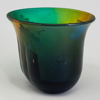 A unique Bertil Vallien blasted glass bowl, Kosta Boda, Sweden.