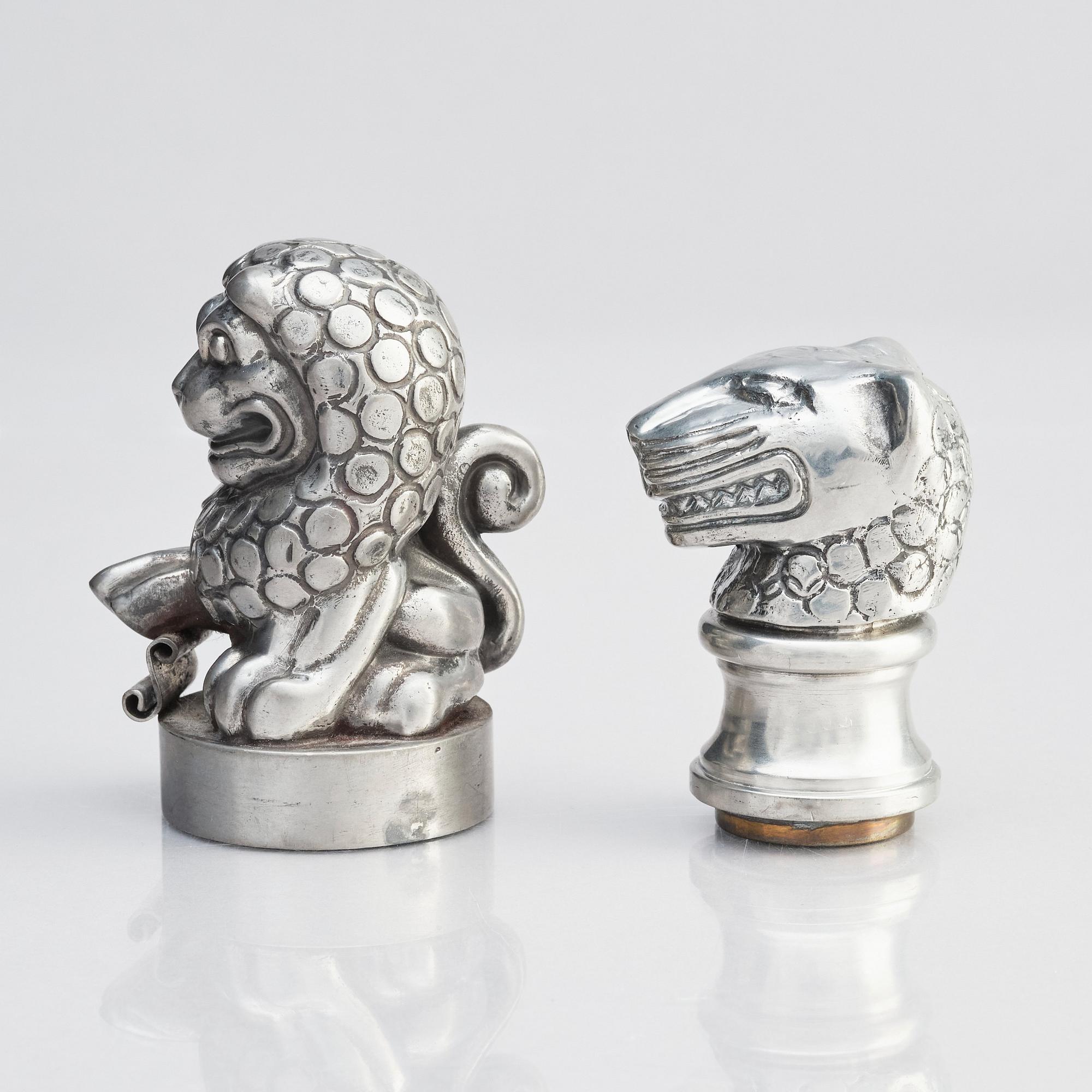 Anna Petrus, two pewter seals, Svenskt Tenn, Stockholm, one stamped 1956.