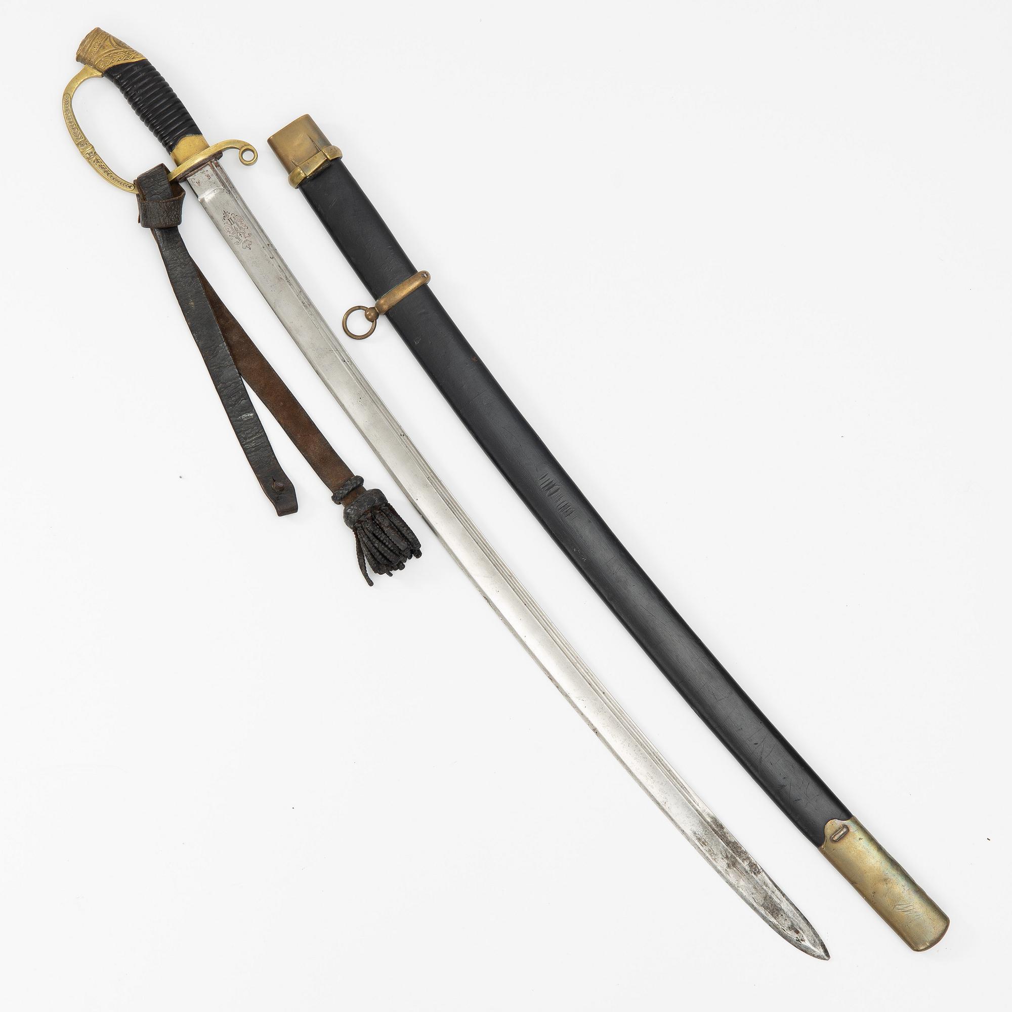 A Russian sabre, 1881 pattern, with scabbard.