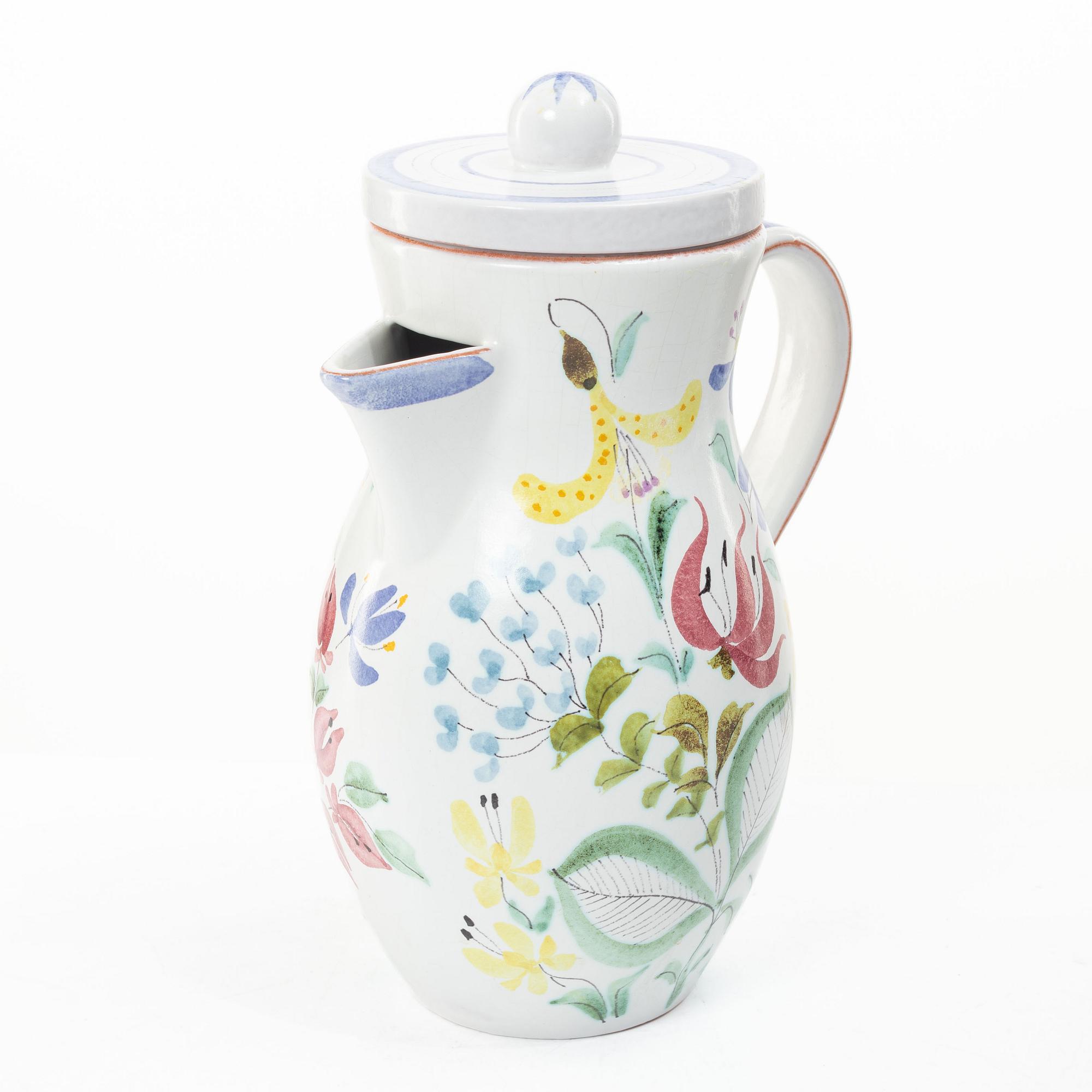 Stig Lindberg, a lidded jug, faience, Gustavsberg Studio.