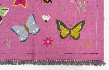 Rug, hand-embroidered Kelim, ca. 185 x 125 cm.