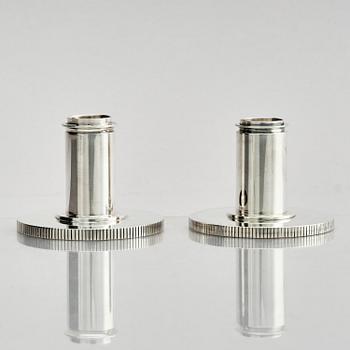 Georg Jensen, a pair of sterling silver candlesticks, design by Sigvard Bernadotte, model no 711A, Copenhagen, Denmark after 1945.