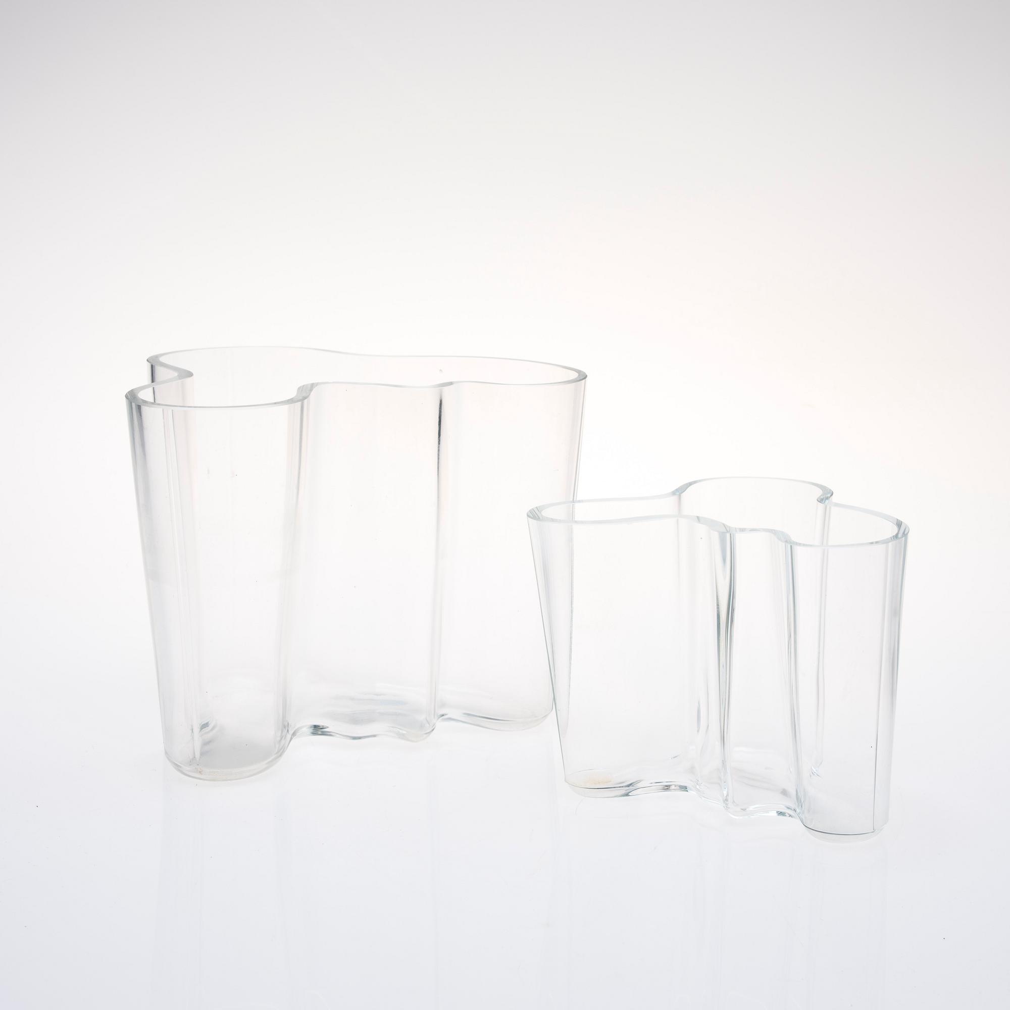 VASER, 2 st, glas, Savoy, Alvar Aalto, Iittala.