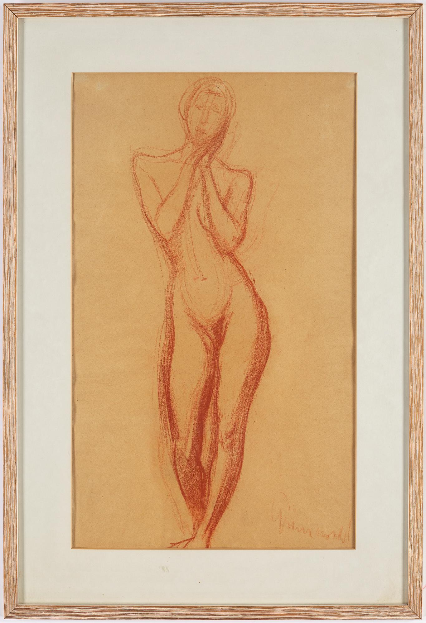 ISAAC GRÜNEWALD, red crayon on paper, signed Grünewald.
