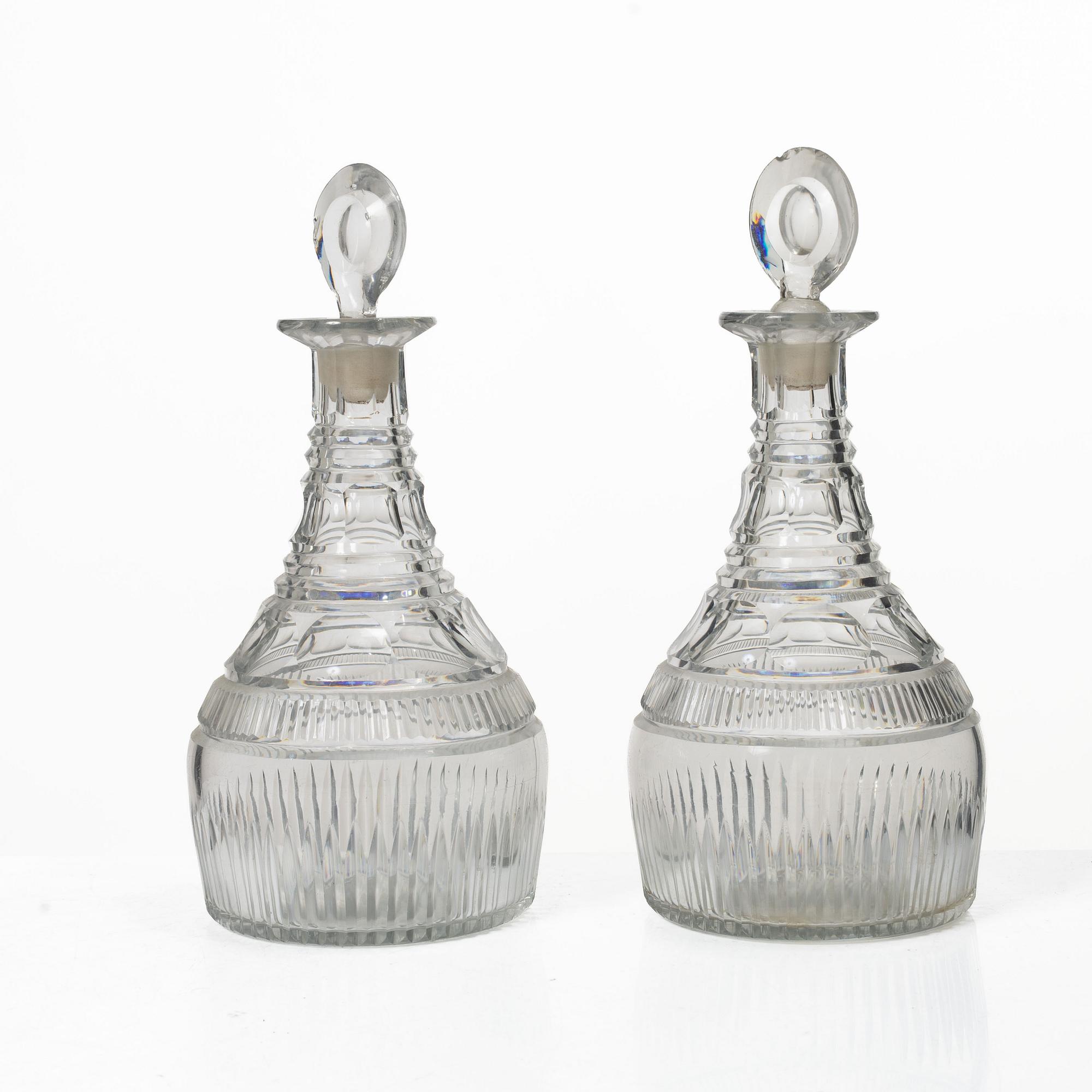 Karaffer, ett par, sannolikt England, glas, 1800-tal.