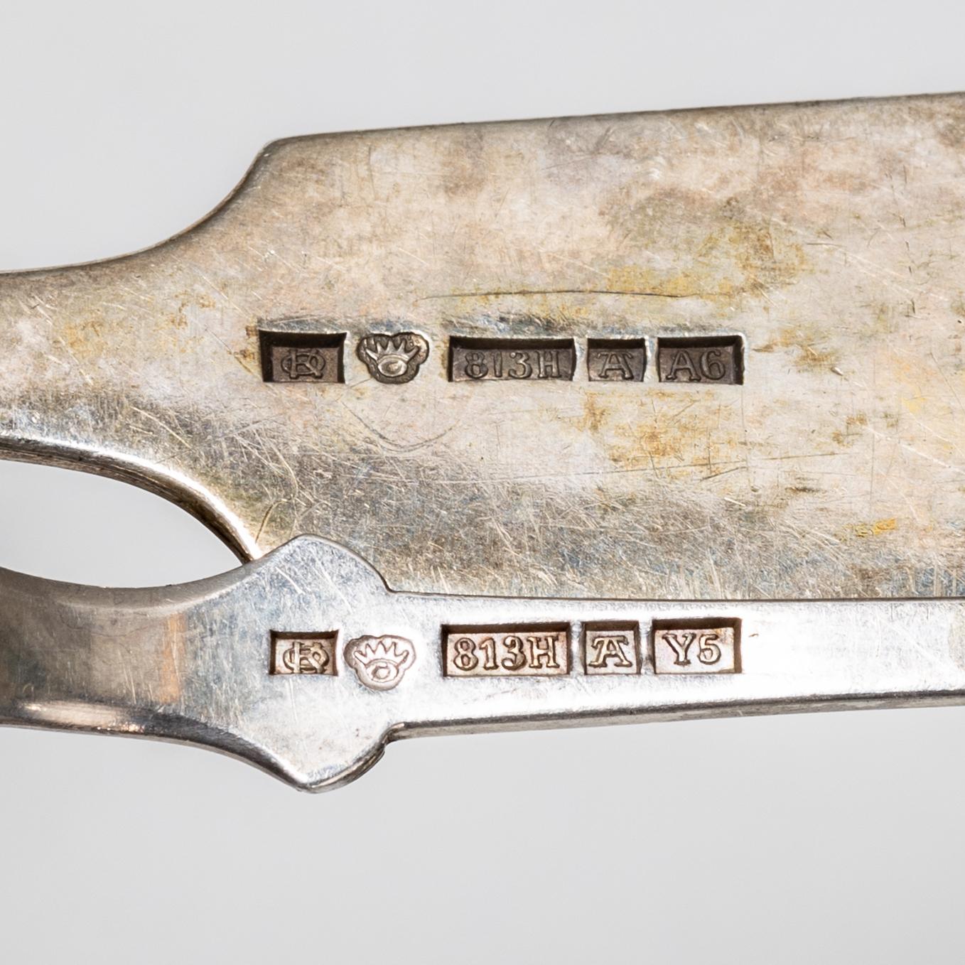 Cutlery set, 73 pieces, silver, "Musslan", Finland, first half of the 20th century.