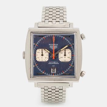 1058. Heuer, Monaco, chronograph, "Steve McQueen", "Transitional Version", ca 1970.