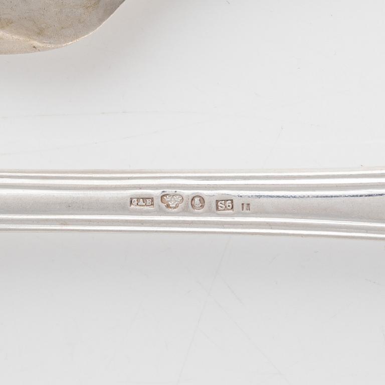 Skedar, 8 st, silver, Sverige 1800-tal.