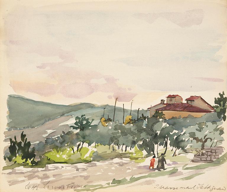 Lotte Laserstein, Italian landscape with figures.