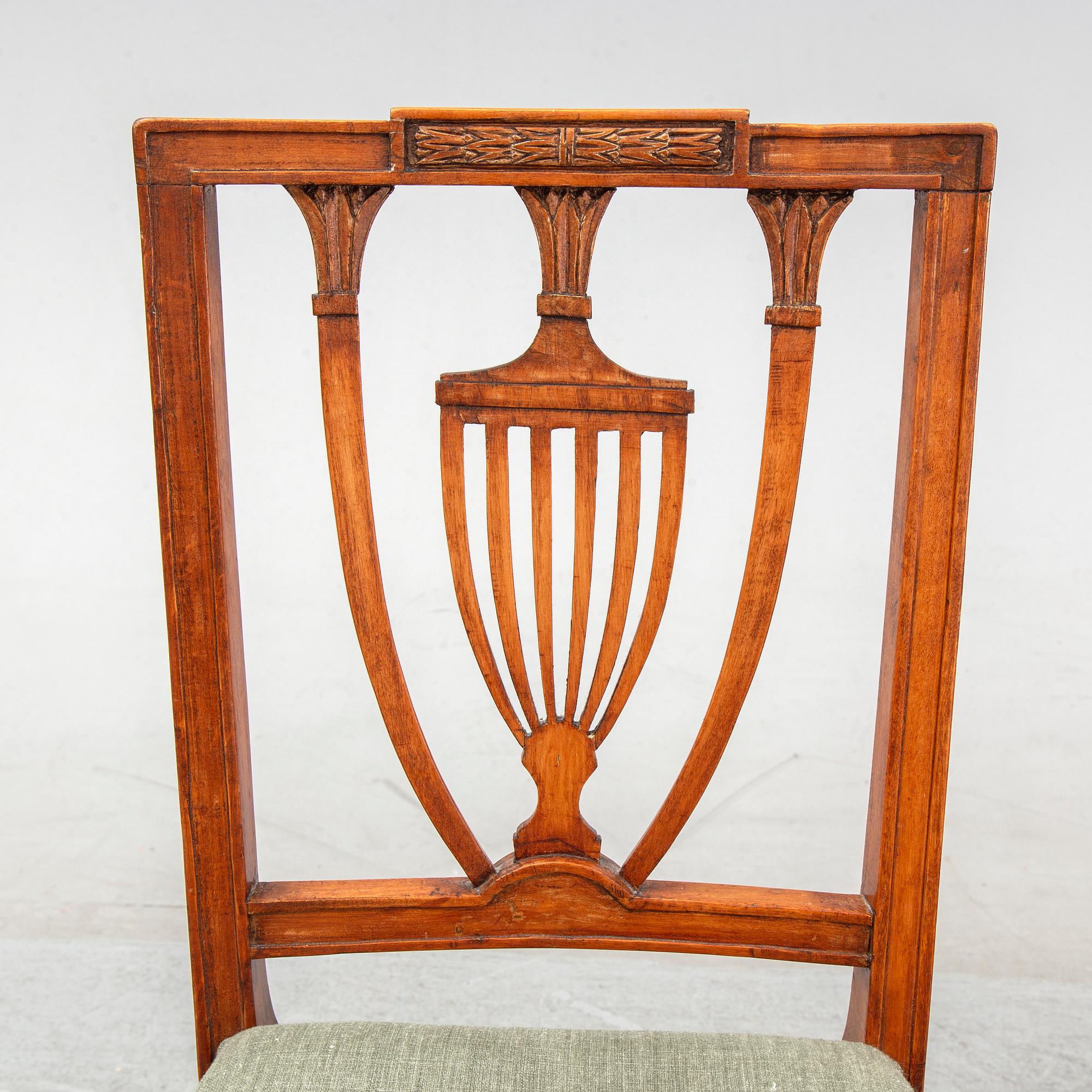 A pair of late Gustavian chairs by Johan Melchior Lundberg, ca 1800.