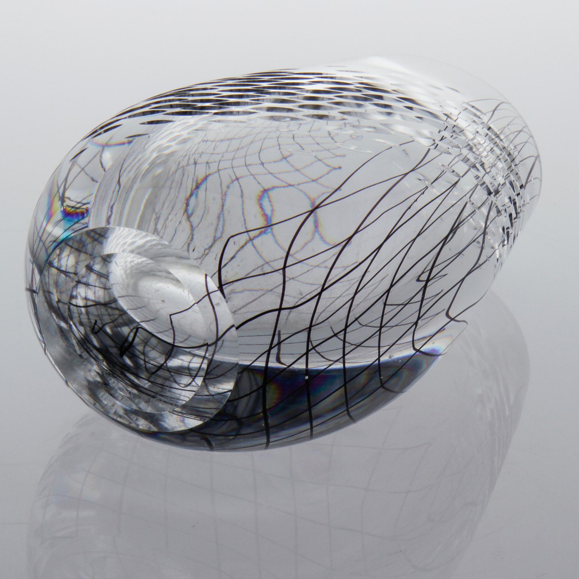 A glass vase by Vicke Lindstrand for Kosta, signed and dated 1955.