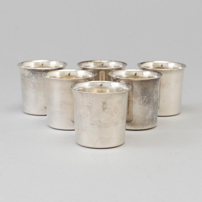 ATELIER BORGILA, 6 sterling silver cups from Stockholm, 1950-1.