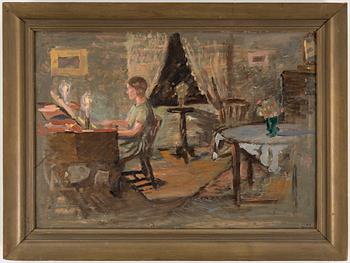 HJALMAR STRÅÅT, olja på pannå. Signerad.