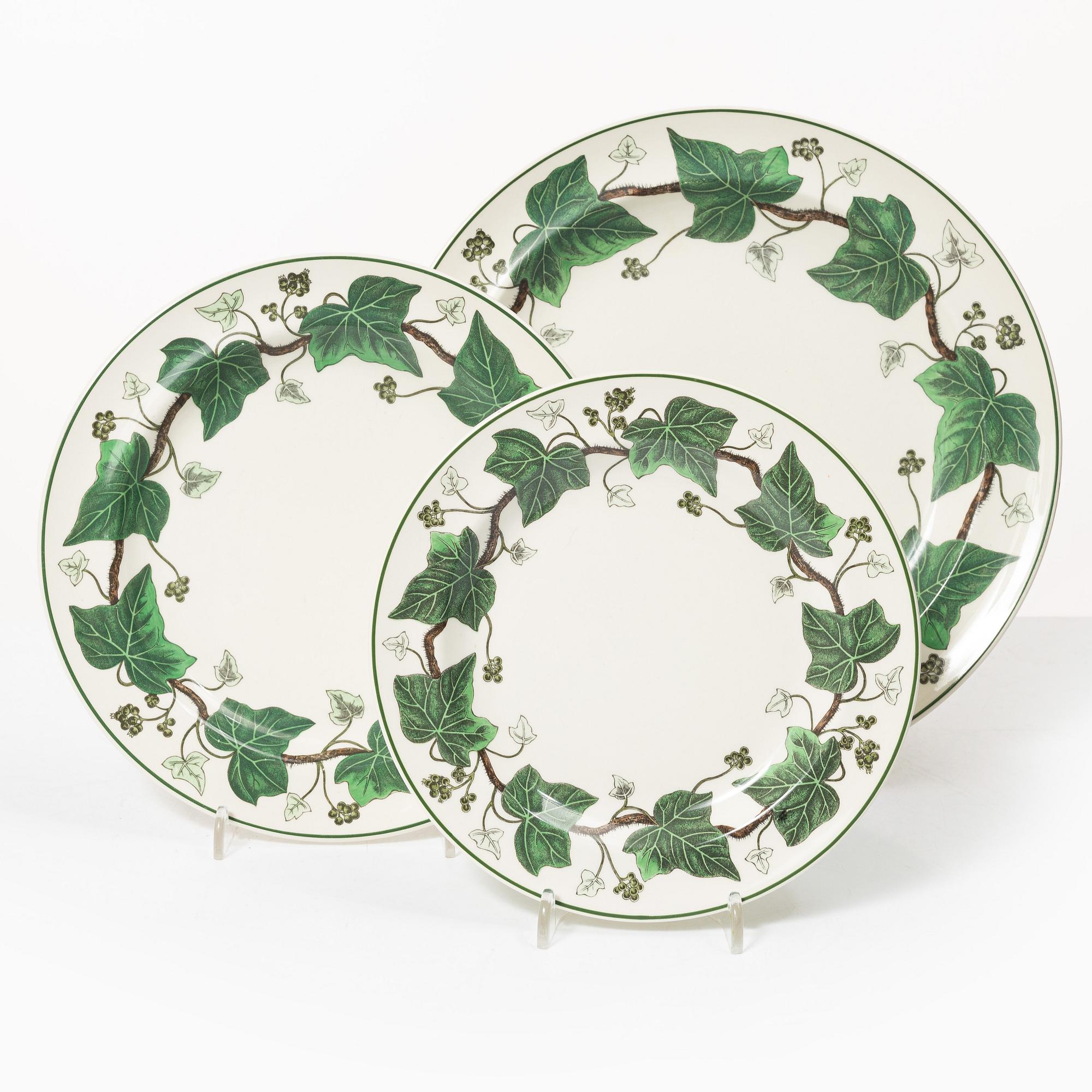 Service pieces, 36 pcs, ironstone, "Napoleon Ivy", Wedgewood.