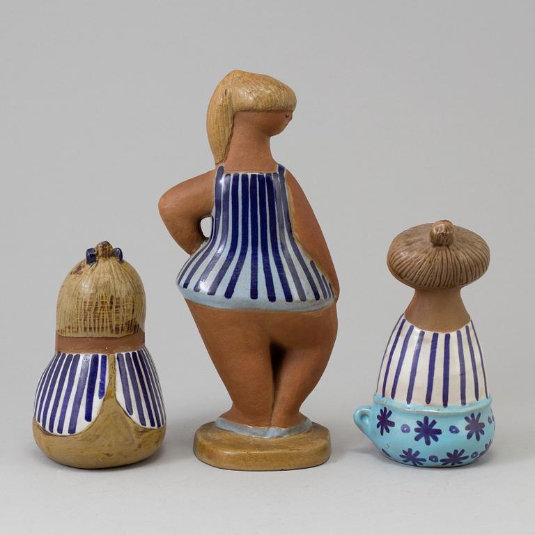 Three Lisa Larson stoneware figurines from the series 'Larsons ungar', Gustavsberg.