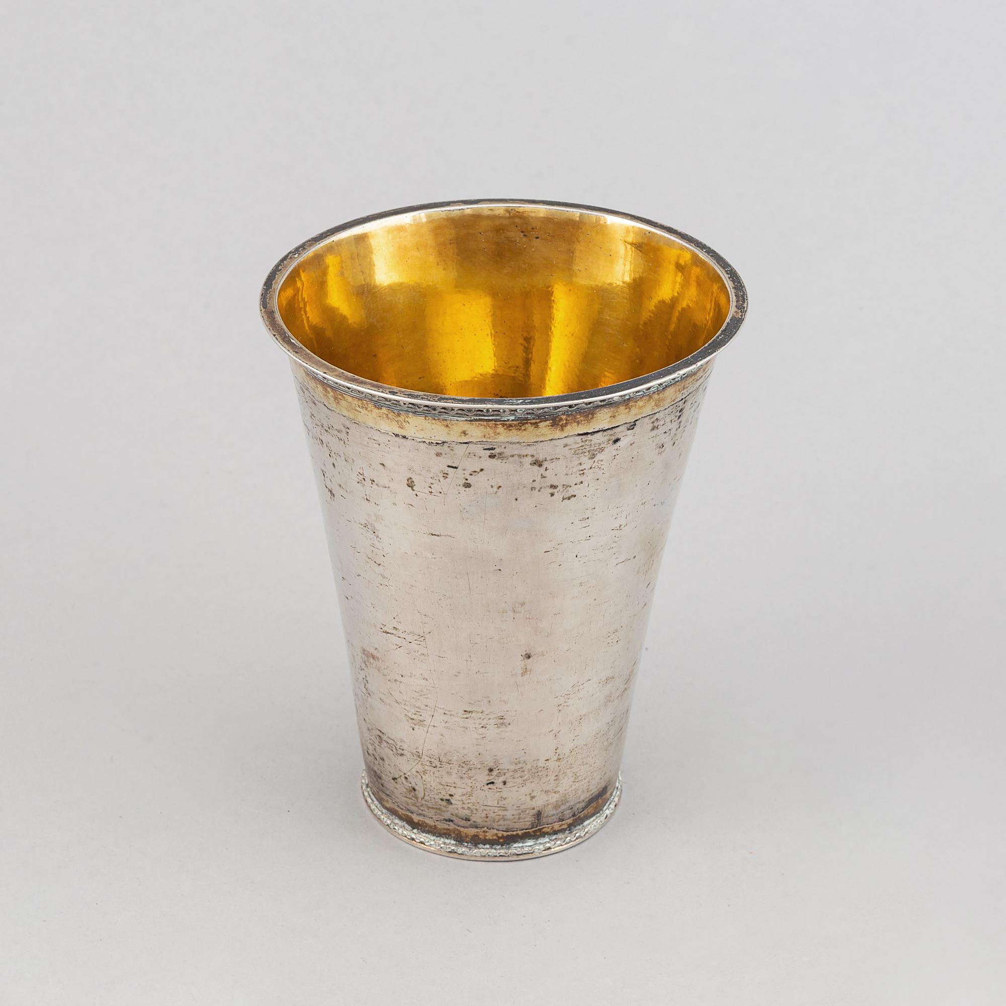 A parcel-gilt silver beaker, probably mark of Hans Wiggman, Kalmar 1753.