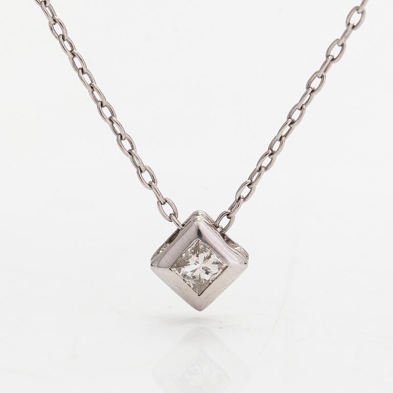 Kaulakoru, platina ja prinsessahiontainen timantti 0.12 ct.