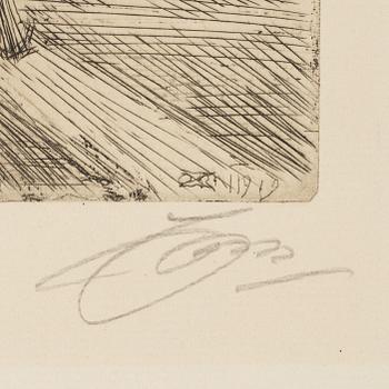 Anders Zorn, etching, 1919, signed in pencil.