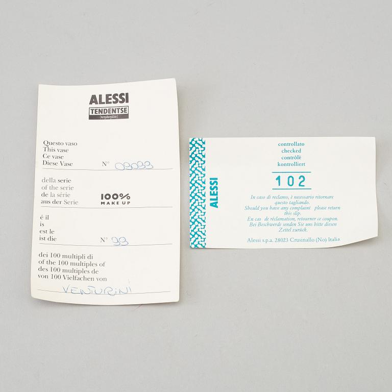 ALESSO MENDINI & ROBERT VENTURI, vase, modell "TAM80", "100% Make Up", nr 91, Alessi, 1992. Märkt 09099.