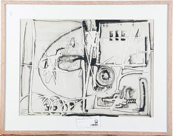 Albert Johansson · JOHANSSON, ALBERT. Tuschteckning. Sign. o dat. 1962