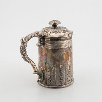 A silver tankard, possibly USA or Canada, with Swedish import marks.