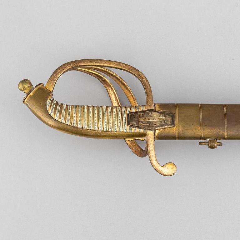 An Imperial Russian gold sabre for Bravery, 1855 naval pattern, Zlatoust factory, with scabbard.