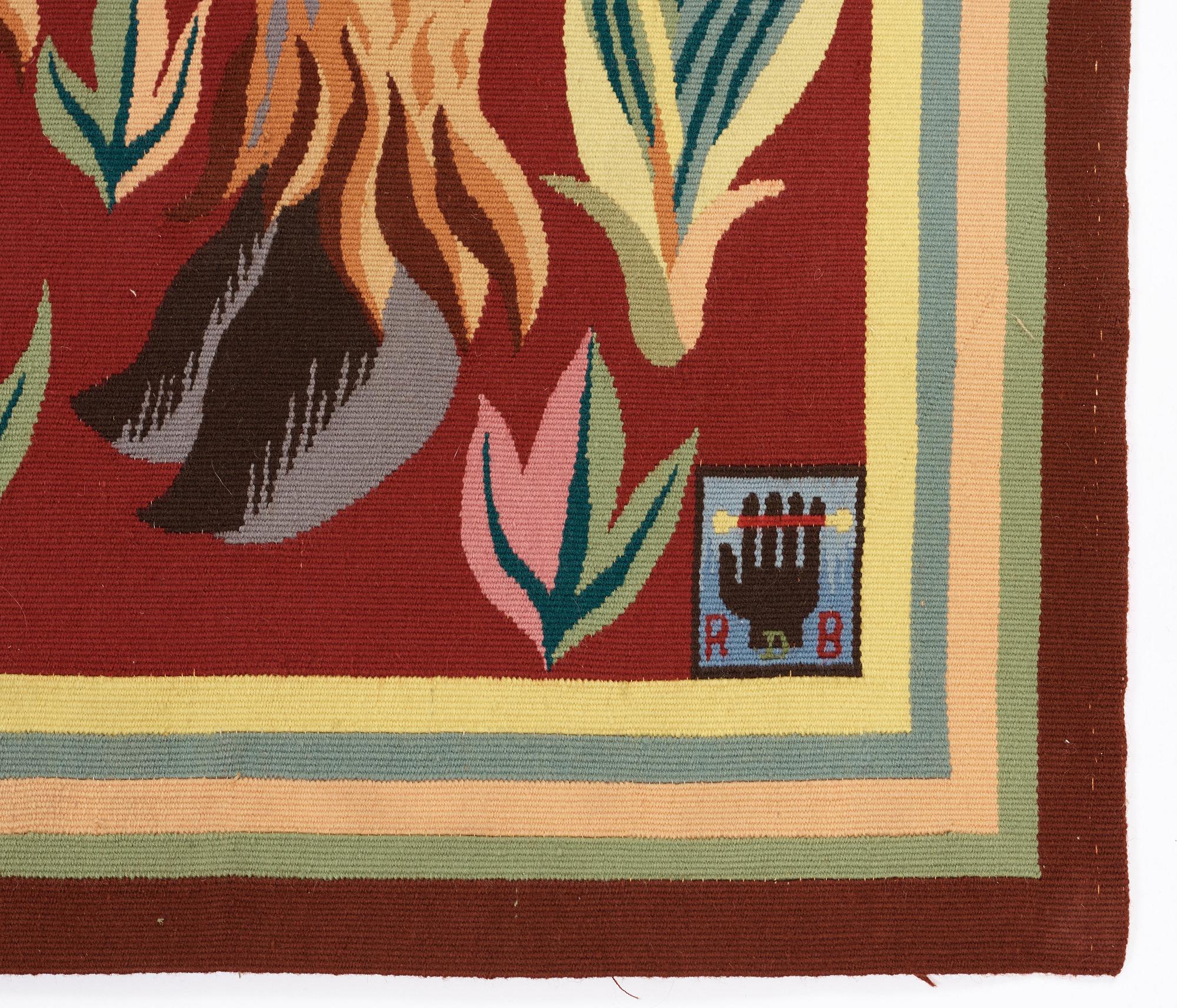 VÄVD TAPET. "La Trêve de Mai". Gobelängteknik. 195 x 243,5 cm. Signerad perrot 46 samt sköld med hand och R B.