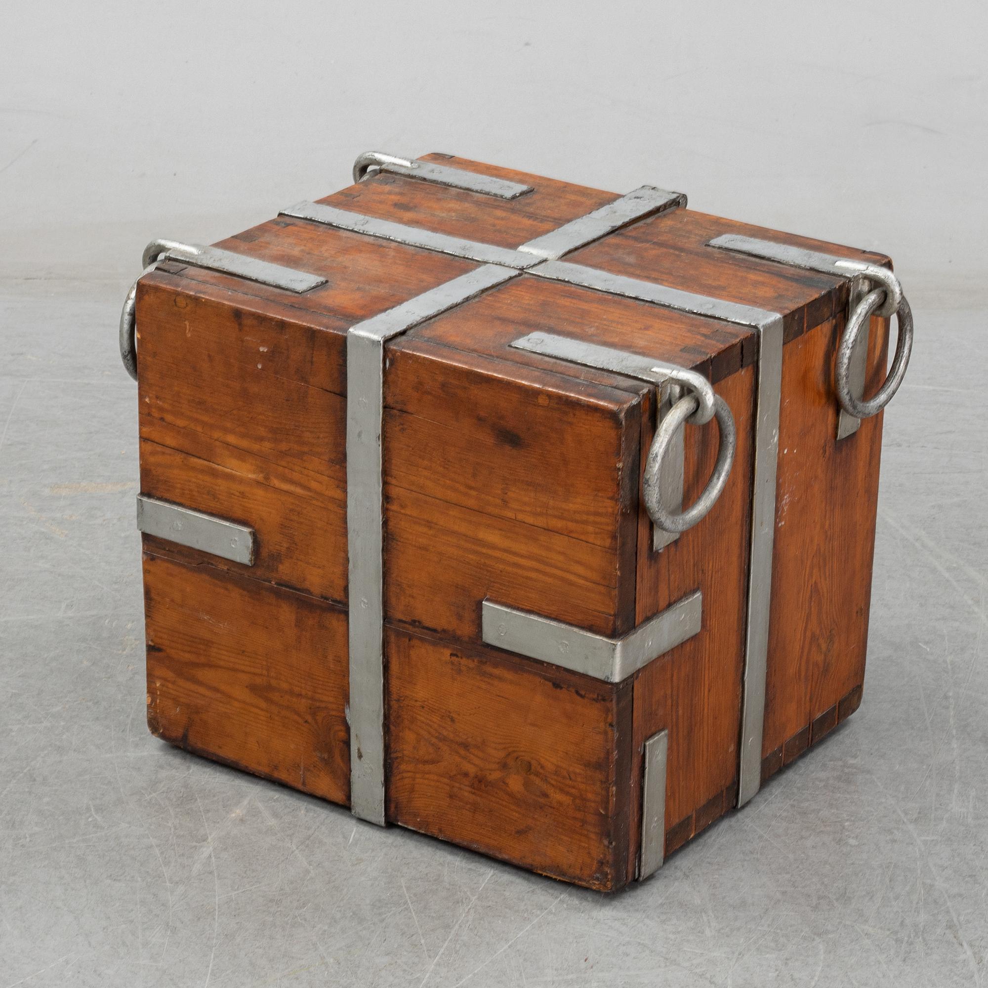 A 19th Century pine strong box.
