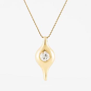 Pendant in 18K gold with a round brilliant-cut diamond.