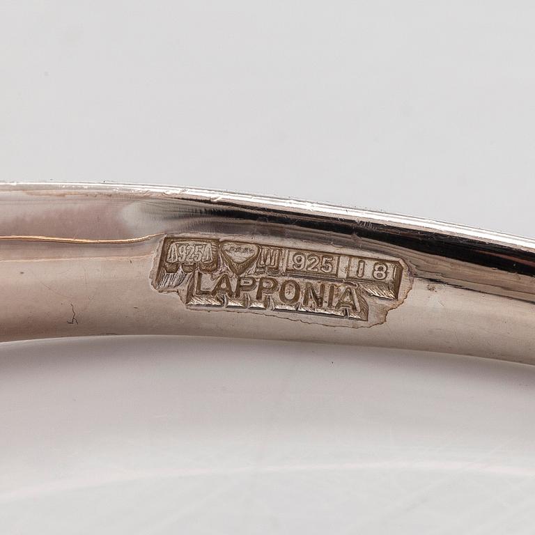 Ulla Poropudas, jewellery set, 4 pieces, silver, acrylic, Lapponia 1986.