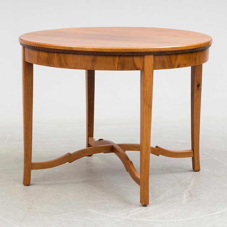 SOFA, TABLE AND FIVE CHAIRS, mid 20th century.