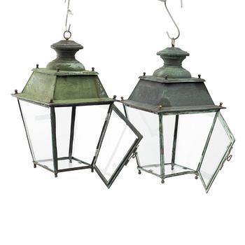 Ceiling lanterns, a pair, late 19th century.