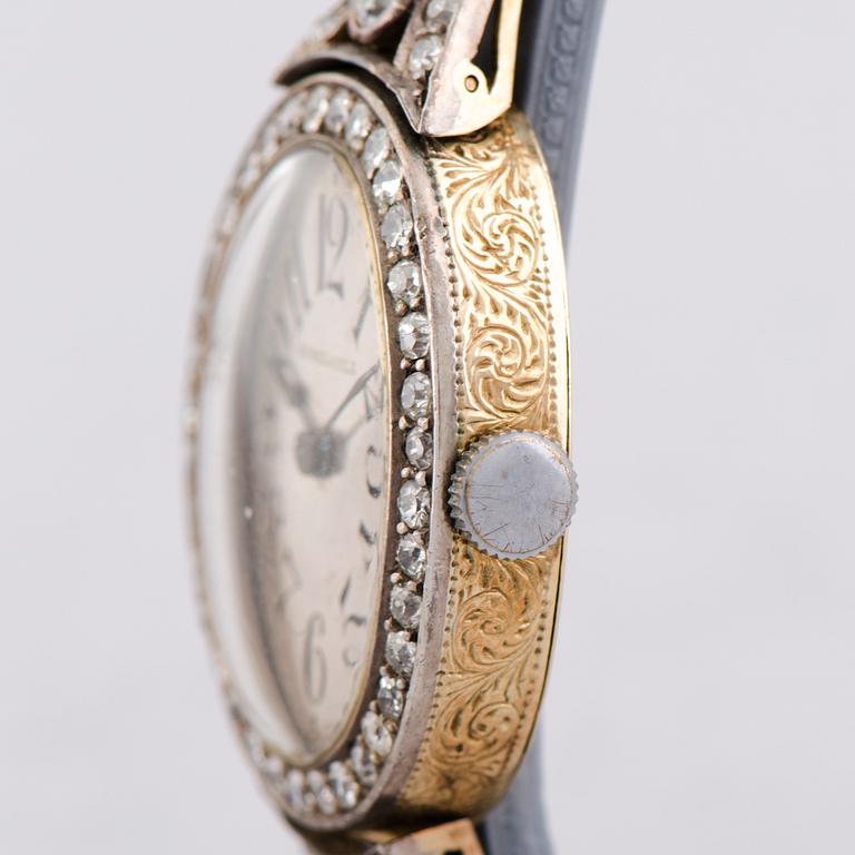 A WRIST WATCH, Borel & fils, old cut diamonds, 14k (56) gold. Bragin Andrey (AБ), St Petersburg, early 20th century.
