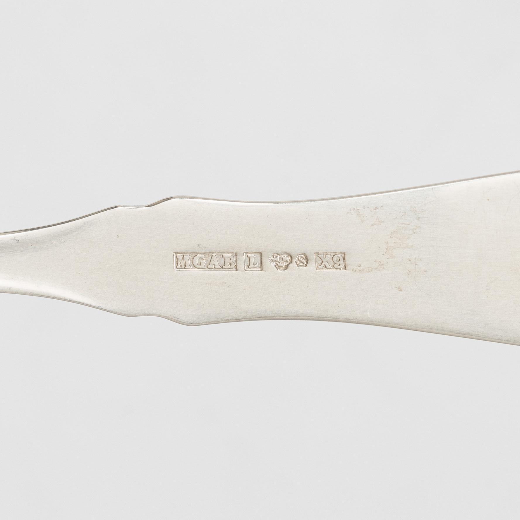 Eric Löfman, A 51-piece silver flatware set, 'Uppsala', Mema, Sweden, 1971-1999.