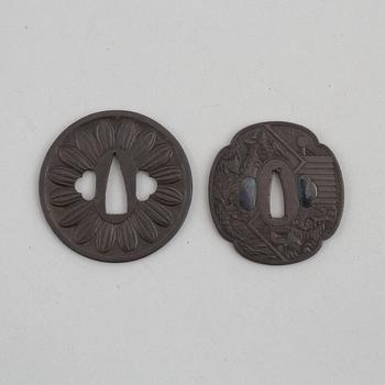 Two iron tsubas, mumei, Edo/Meiji.