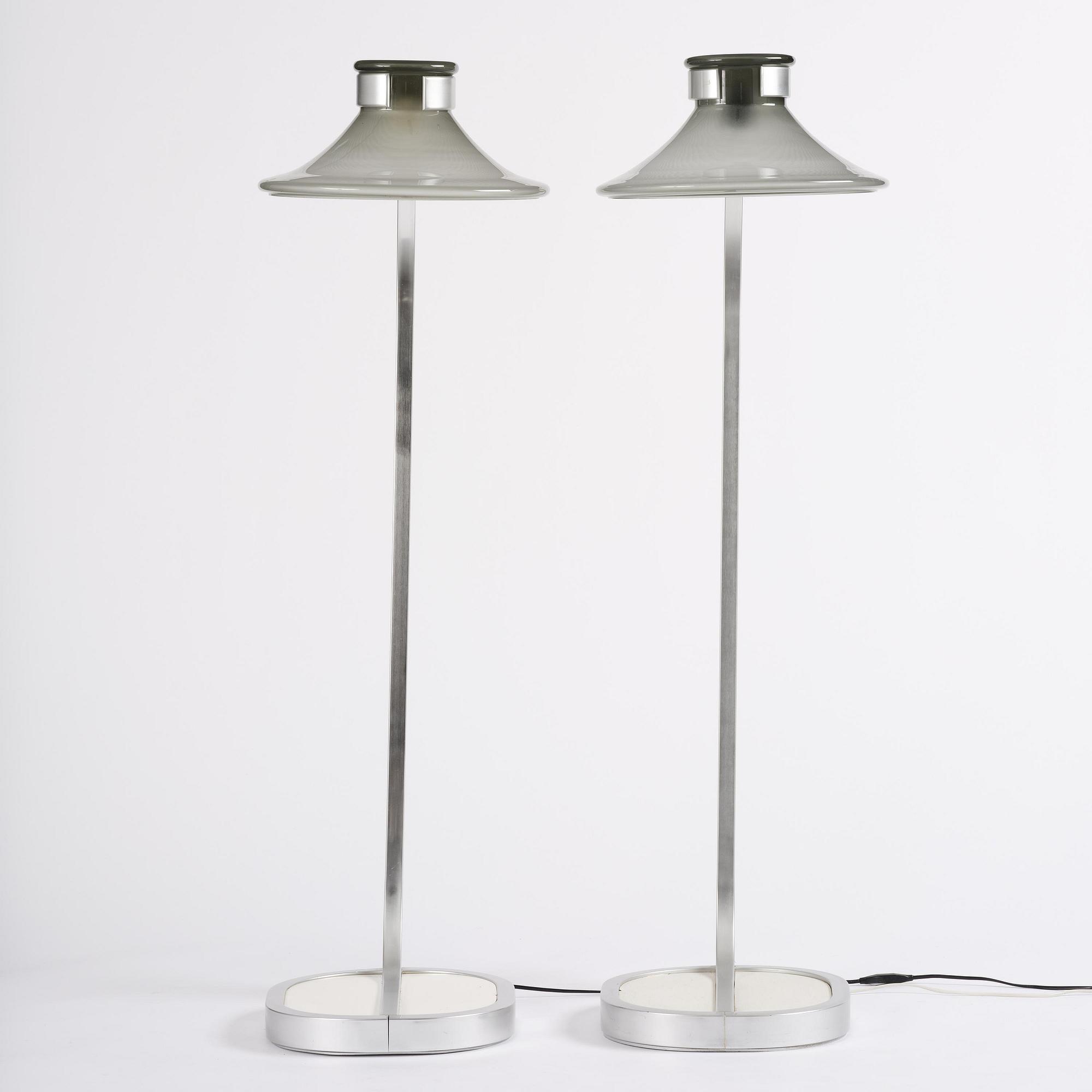 Jan Ekselius, a pair of "Accent" floor lamps, Orrefors, 1970s.