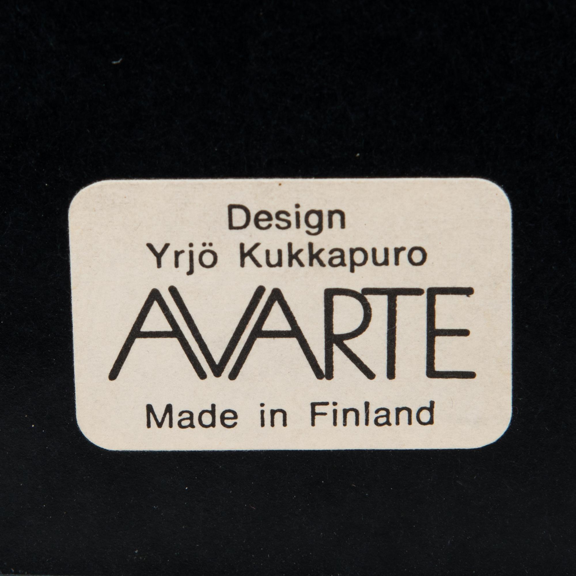 A pair of 1980s A500-series Armchairs and an ottoman by Yrjö Kukkapuro, Avarte, Finland.