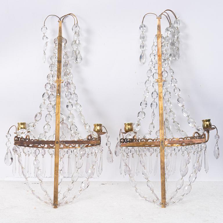 Vägglystrar, ett par. Gustaviansk stil, 1900-tal.