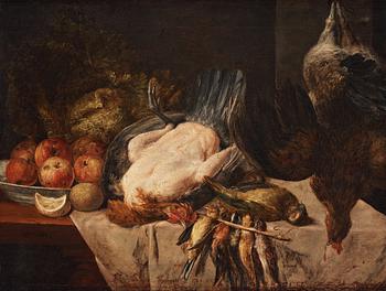 423. Philips Gysels Attributed to, Still life with birds and fruits.