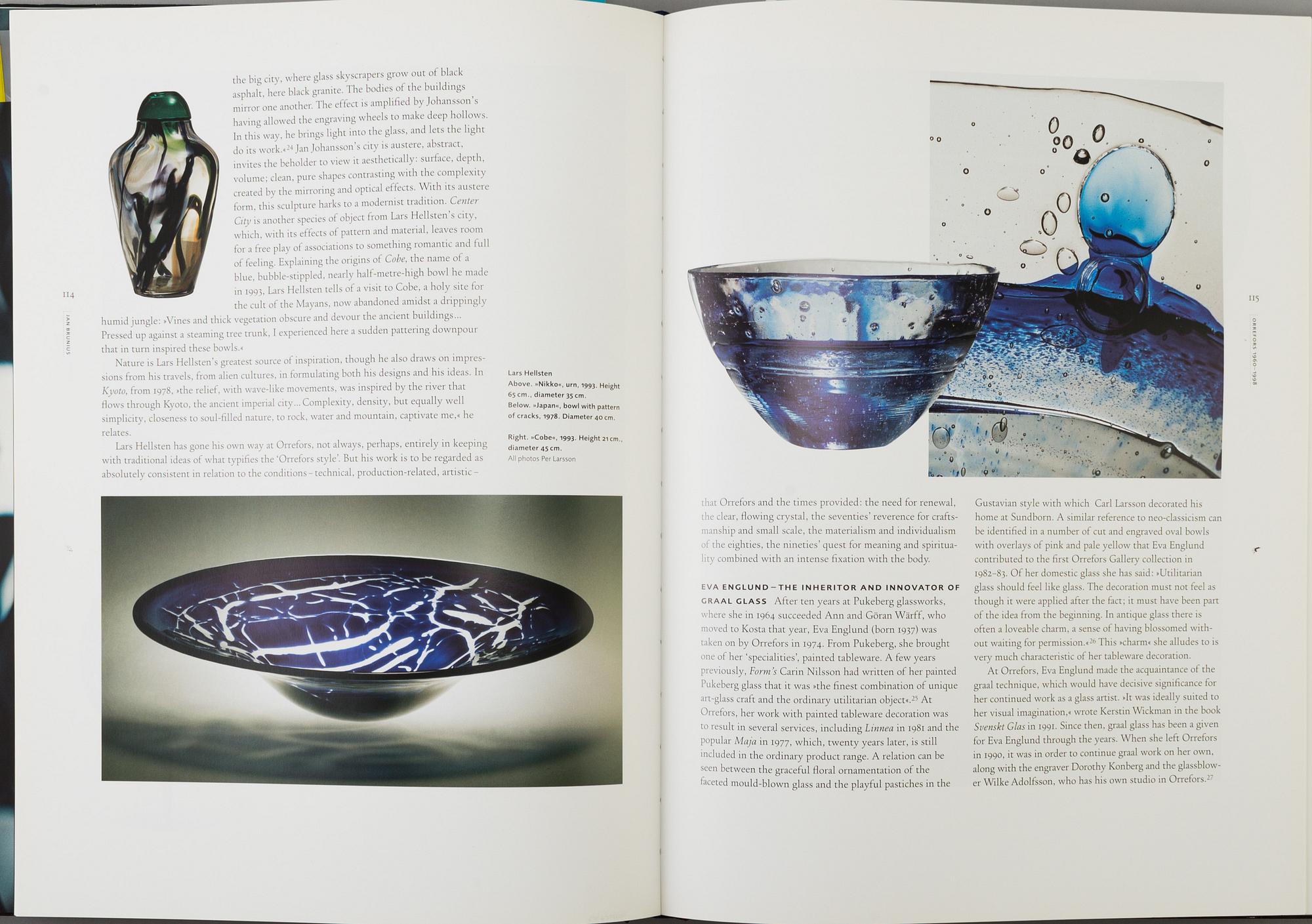 A lot of eight books regarding Orrefors glasbruk.