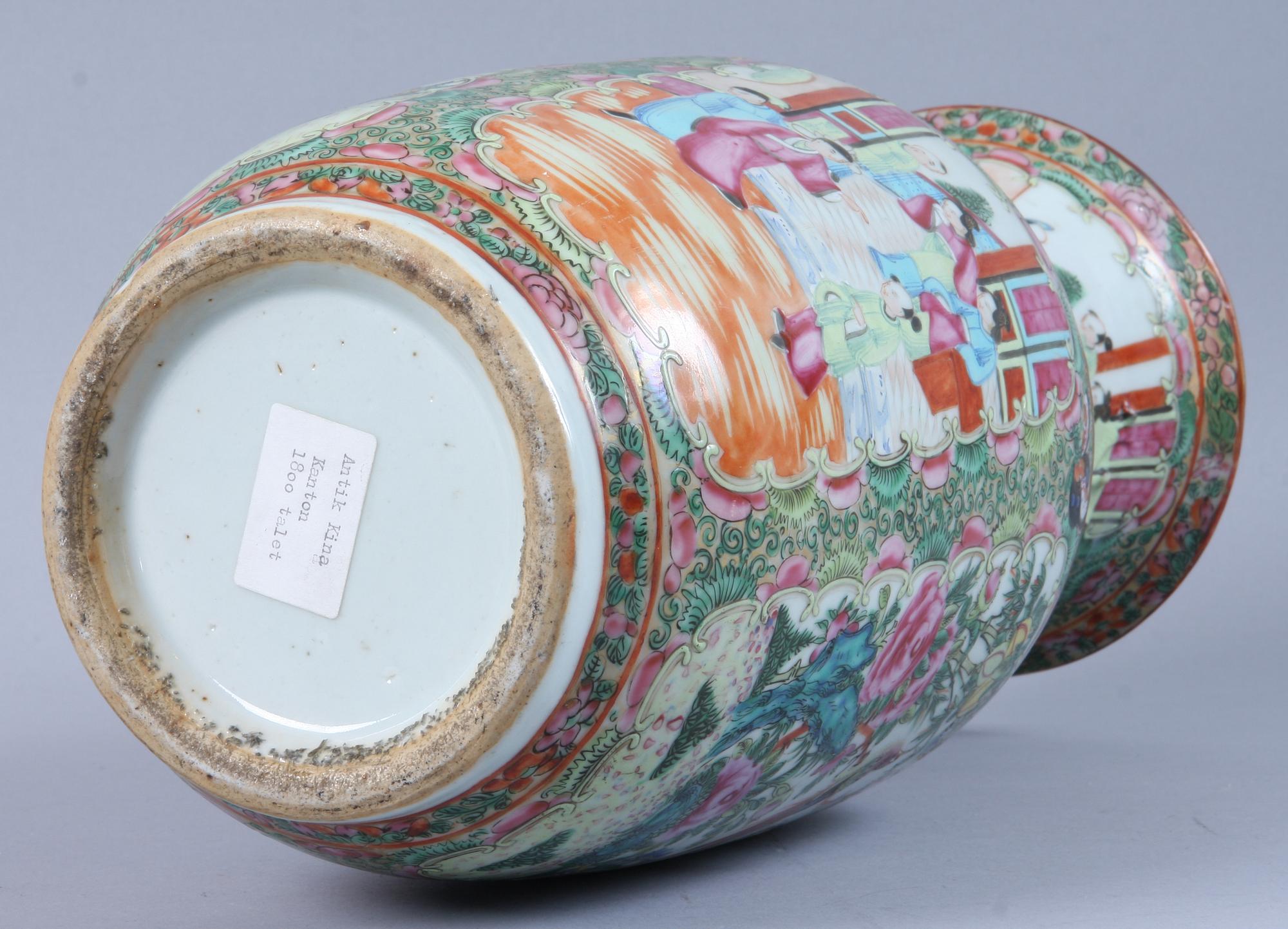 URNA, porslin, Kanton, Kina, 1800/1900-tal,